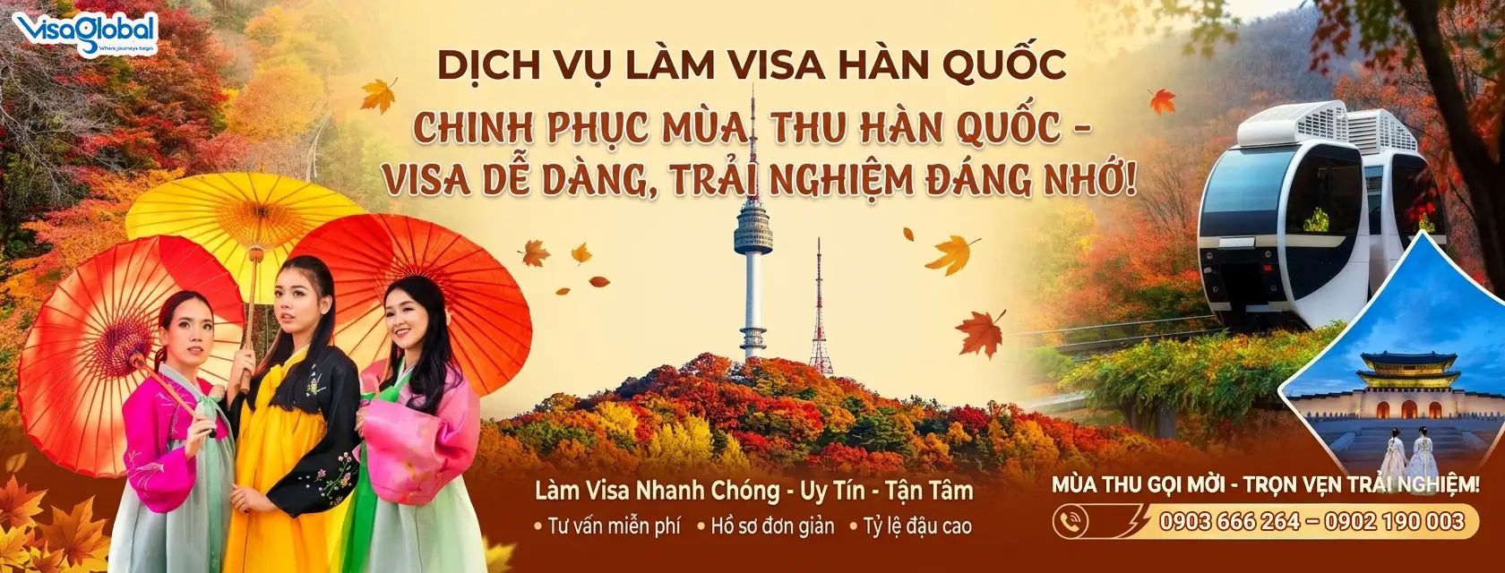 Dịch vụ làm visa Hàn Quốc mùa lá đỏ, lá vàng